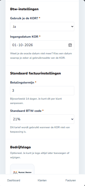 KOR-instelling in Prikkie met ingangsdatum